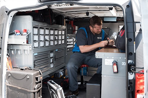 View of the inside of a Noble Locksmith van in Las Vegas, NV